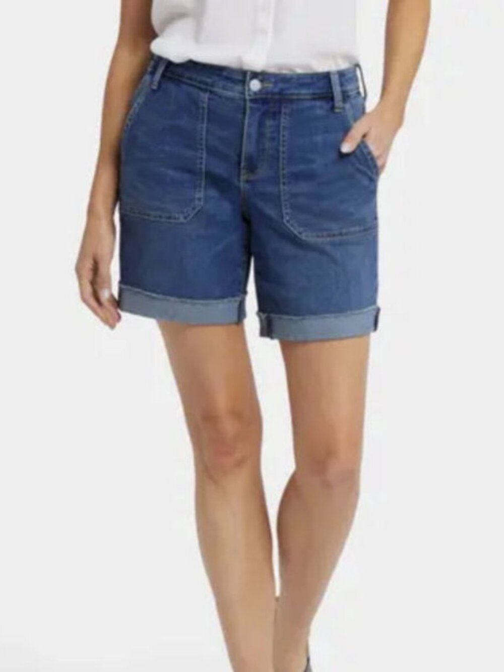 NYDJ Diana Lift Tuck Denim Shorts Size 14 High Rise Comfort Stretch Relaxed Boho